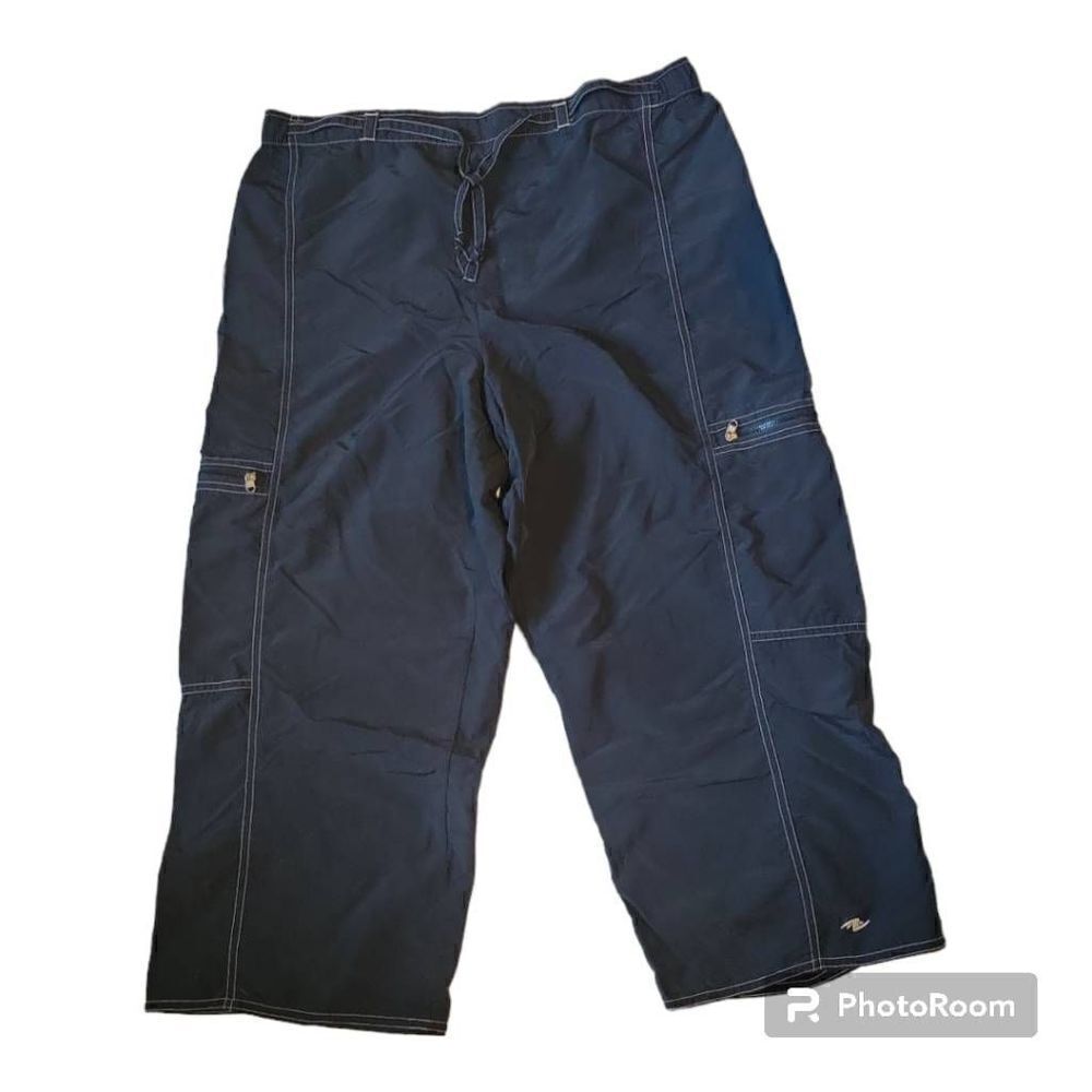 Women's Athletic Works Large (12/14) Black Cargo Wide Leg Elastic Waist Pants